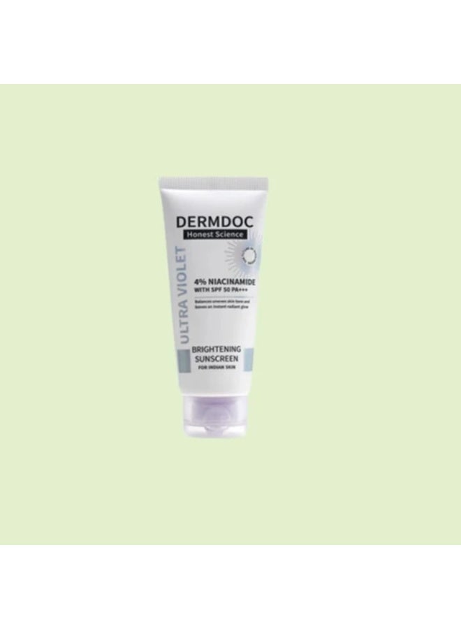 DERMDOC 4% Niacinamide Brightening Sunscreen with SPF 50 Sun Protection (50 gm) | Sunblock | Sunscreen for Oily Skin | PA +++ | UV Protection | Shine Free Formula - Image 2